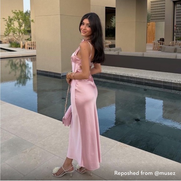 Zara SATIN EFFECT CUT OUT DRESS NWT - Picture 6 of 13